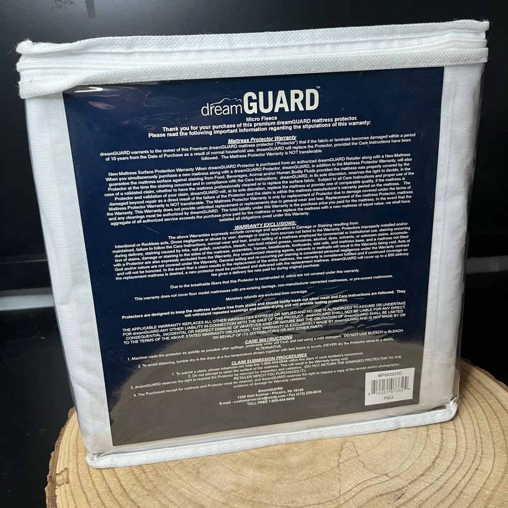 Full size microfleece mattress protector NEW in package Dream Guard